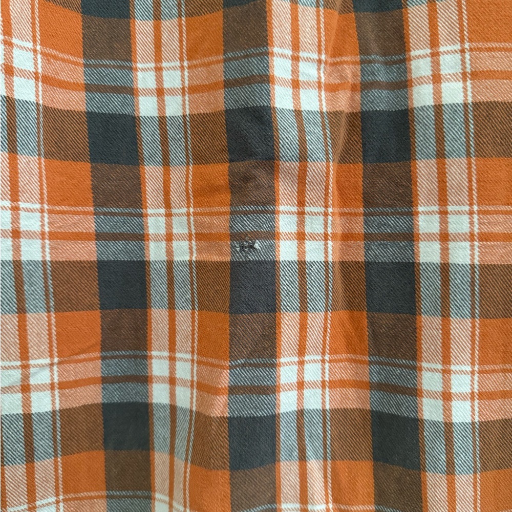 Quicksilver Men’s Orange and Gray Plaid Flannel Button Down Shirt - Picture 3 of 4
